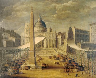 Corpus Christi procession på Petersplatsen vid tiden för påven Innocentius X, ca 1646, av en okänd konstnär, olja på duk av Unknown artist