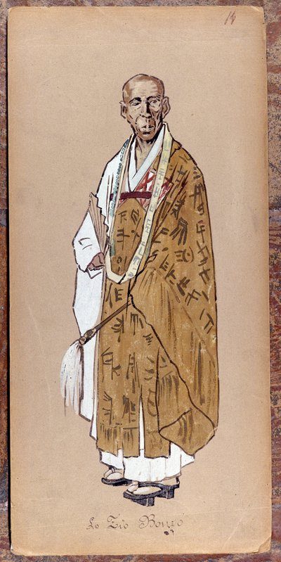 Kostym av Zio Bonzo för skapandet av Madame Butterfly av Giacomo Puccini 1904. Samling från Museo della Scala i Milano. av Unknown artist