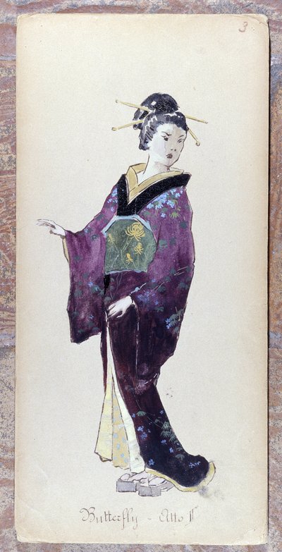 Kostym till Madame Butterfly akt II för skapandet av Madame Butterfly av Giacomo Puccini 1904.samling av Museo della Scala i Milano. av Unknown artist