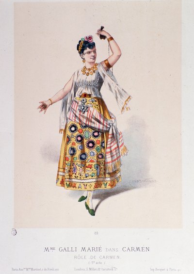 Kostym av Marie Galli i Carmen, opera av Georges Bizet av Unknown artist