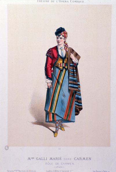 Kostym av sångerskan Celestine Galli-Marie i Carmen, opera av Georges Bizet av Unknown artist