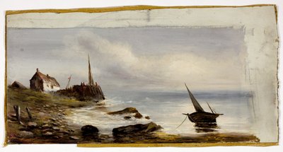 Stuga vid stranden av Unknown artist
