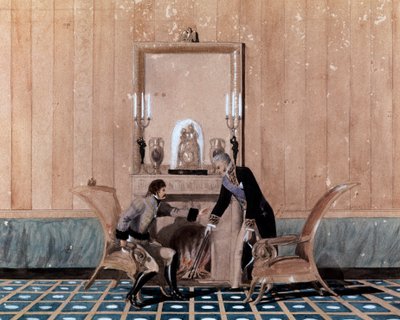 Greve Giuseppe Zurlo, inrikesminister i kungariket Neapel, träffade Joachim (Gioacchino) Murat (1767-1815) omkring 1810-1814. Vattenfärg. Neapel, San Martinos nationalmuseum av Unknown artist