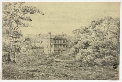 Landgård med herrgård av Unknown artist