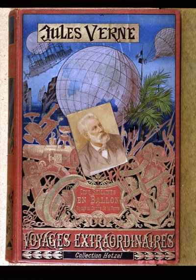 Cov. av boken "" Extraordinary Voyages: Five Weeks in Balloon and Voyage au Centre de la Terre" av Jules Verne, red. Hetzel av Unknown artist