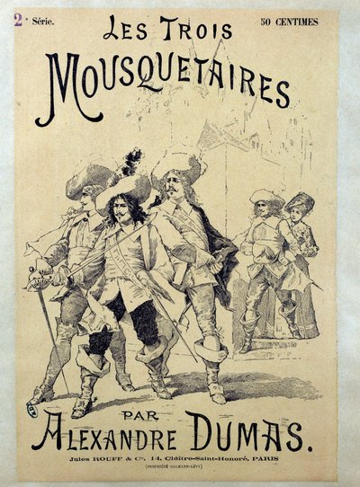 Omslag till en 1800-talsupplaga av "De tre musketörerna" av Alexandre Dumas (1802-1870), privat samling av Unknown artist