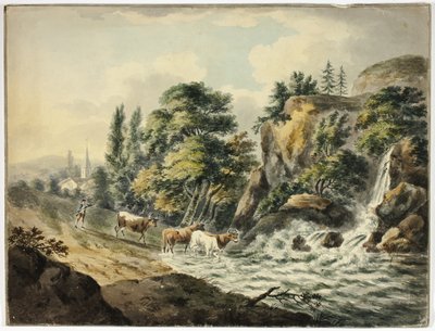 Kobesättning drivs till floden av Unknown artist