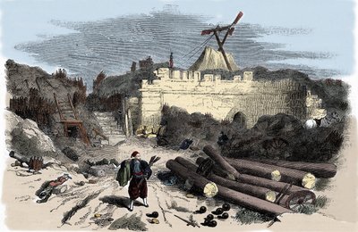 Krimkriget (1853-1856): Claude Chappes telegraf till Malakoff - gravyr av Unknown artist