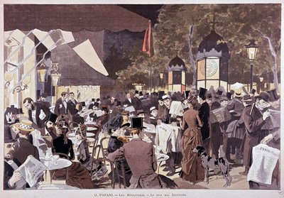 Folkmassa, på boulevarderna på valnatten - i "Paris illustré"" av Unknown artist