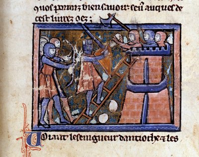 Korståg (förmodligen det första): korstågets intagande av Jerusalem. Miniatyr från ett manuskript av William av Tyrus (ca 1128-1186) av Unknown artist