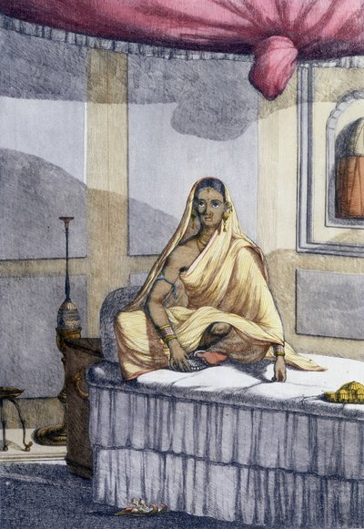 Kultur, civilisation och indiskt samhälle: "Utmärkt kvinna" eller kvinna av högre kast. Gravyr från 1808. av Unknown artist