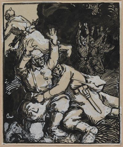 I en skyttegrav kapitulerar tyska soldater av Unknown artist