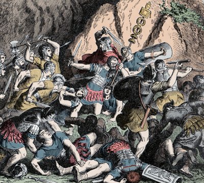 Fabians nederlag - Andra puniska kriget (218-201 f.Kr.): nederlaget för den fabianska armén och Fabius Maximus strategi för ocker (Quintus Fabius Maximus Verrucosus, känd som Cunctator (timern) eller Ovicula, cirka 275-203 f.Kr. ), mot plundringen av ar av Unknown artist