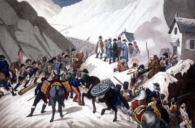 Nedstigning av Napoleon Bonaparte i Italien: korsar berget St Bernard av Unknown artist