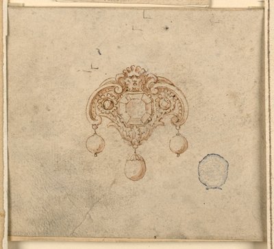 Design för brosch med tre diamanter av Unknown artist