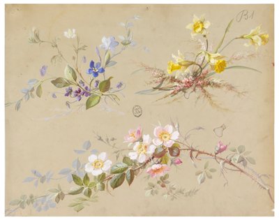 Design för tapeter och textil: Blommor av Unknown artist