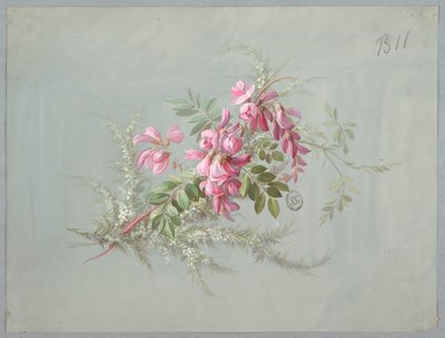 Design för tapeter och textil: Blommor och fåglar av Unknown artist
