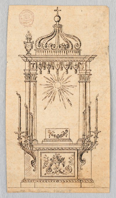 Design för en Baldacchino för värdens utställning av Unknown artist
