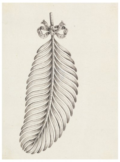 Design för en brosch i form av en fjäder av Unknown artist
