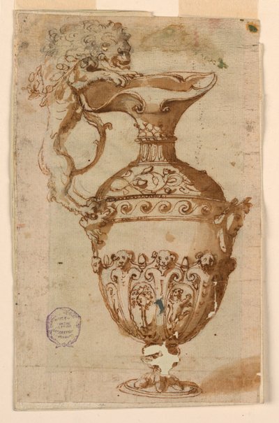Design för en ewer med handtag i form av ett lejon av Unknown artist