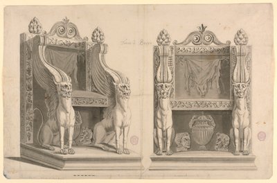 Design för en tron av prästen av Bacchus, efter antik marmor av Unknown artist