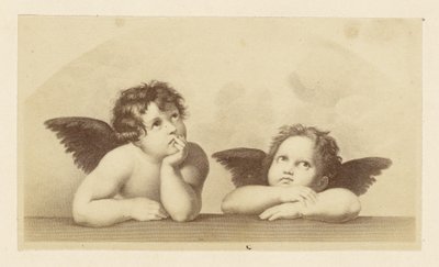 [Detalj av keruber från Raphaels "Sixtinska madonnan"] av Unknown artist
