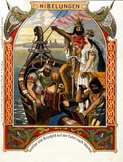 Die Nibelungen, opera komponerad av Heinrich Dorn (1804-1892) 1854, tysk dirigent och kompositör. kromolitografi från 1800-talet. av Unknown artist