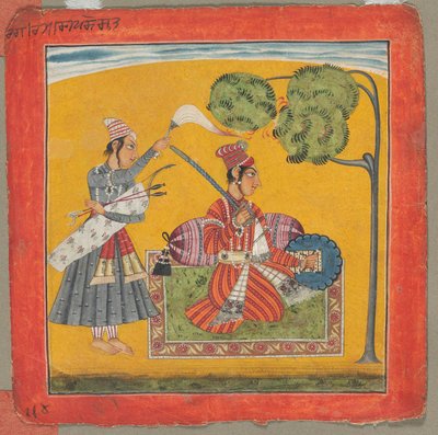 Dipak Raga, en av de trettiosex melodierna (Ragamala): Personifierande kärlek av Unknown artist