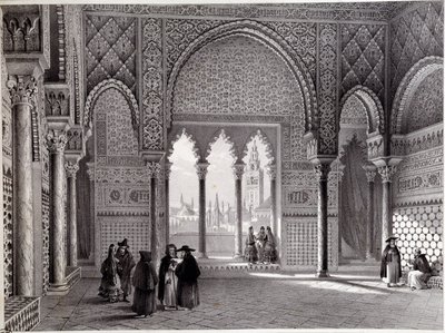 Don Pedros salong på Alcazar, Sevilla. av Unknown artist