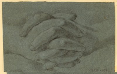 Ritning: En studie av knäppta händer av Unknown artist