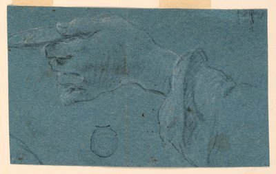 Ritning: Studie av en vänsterhand som håller en liten skiva av Unknown artist