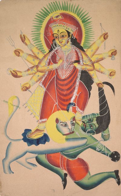 Durga dödar demonen Mahisha av Unknown artist
