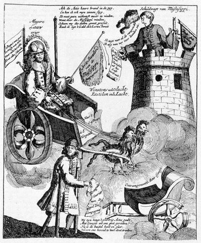 Holländsk satirtryck mot John Law (1671-1729), om Mississippi-fallet av Unknown artist