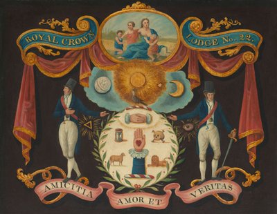 Emblem för Royal Crown Lodge No. 22, ca 1810-15 (olja på pannå) av Unknown artist