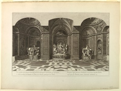 Gravyr: Versailles, Grotto, Interiör. av Unknown artist