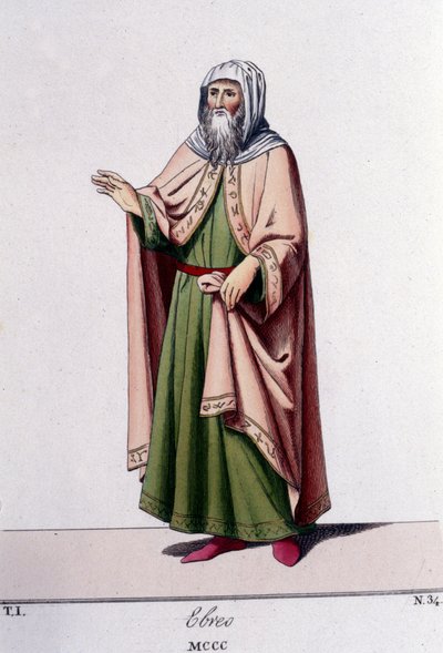 Gravyr från 1800-talet föreställande en jude omkring 1300. av Unknown artist