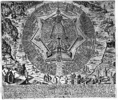 Gravyr av "Amphitheater of Eternal Visdom". (Amphitheatre of eternal visdom) [Hamburg: s.n. av Unknown artist