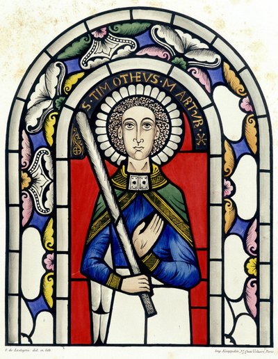 Gravyr som föreställer det målade glaset av Sankt Timoteus, från kyrkan i Neuviller. av Unknown artist
