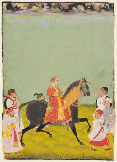 Ridsporträtt av Maharana Raj Singh II av Mewar (f. 1755–62) av Unknown artist