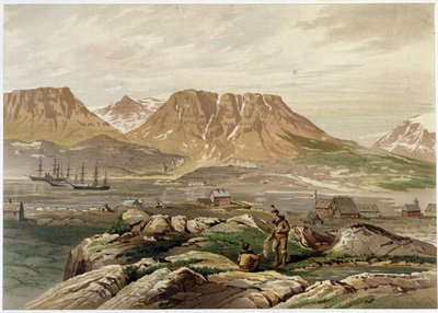 Eskimåer och bosättning - i "The shores of the polar sea, an Arctic expedition narration"", av Dr Edward Moos, Marcus Nard & Co, London av Unknown artist