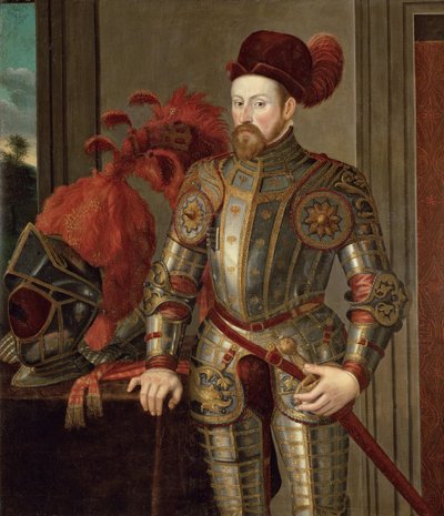 Ferdinand II av Tyrolen (av Habsburg), ärkehertig av Österrike - Porträtt av Ferdinand II (1529-1595), ärkehertig av Österrike, Anonym . Olja på duk, ca 1557. Konsthistoriska museet, Wien av Unknown artist