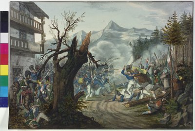 Kamp mellan bayerska soldater och tyrolska bönder av Unknown artist