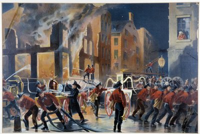 Brand- och brandmän i New York av Unknown artist