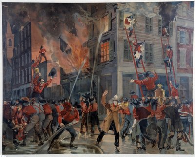 Brand- och brandmän i New York av Unknown artist