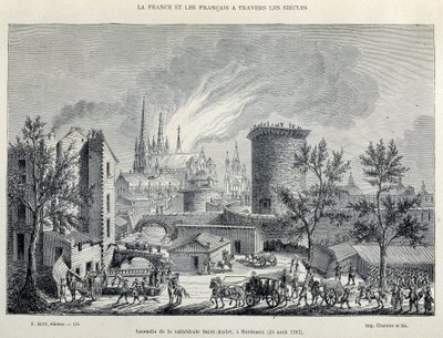 Brand i Cathedrale St André, Bordeaux, 25 augusti av Unknown artist