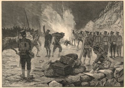 Första kinesisk-japanska kriget - Japanska kinesiska kriget, landstigning vid Chemulpo (Inchon i Korea) 1894 - Gravyr av 1894 av Unknown artist