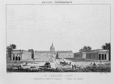 Första utställningen av industriprodukter: Portique des Invalides, 10 september av Unknown artist