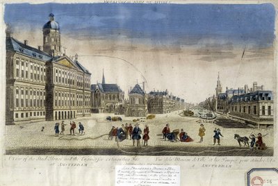 Första brandpumparna framför Amsterdams stadshus - Optisk vy av Unknown artist