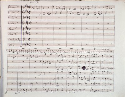 Första sidan av partituren till den sjätte symfonin av Luigi Boccherini av Unknown artist