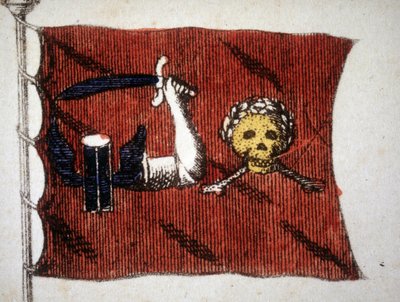 Flagga för de barbariska piraterna, gravyr sent 1700-tal. av Unknown artist